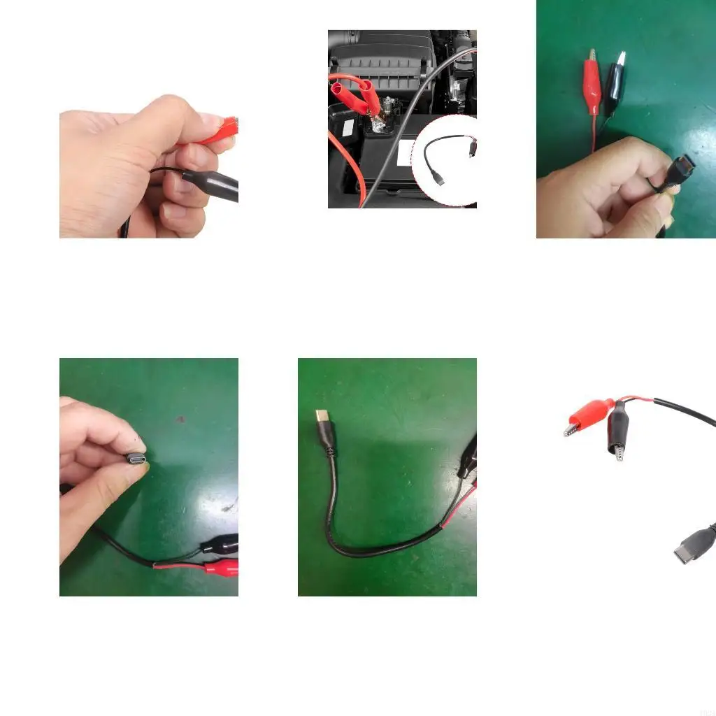 193A Power Supply Wire Test Leads Cord Type C Male to Double Clip Cable for Electronic Laboratory DIY Project 20cm