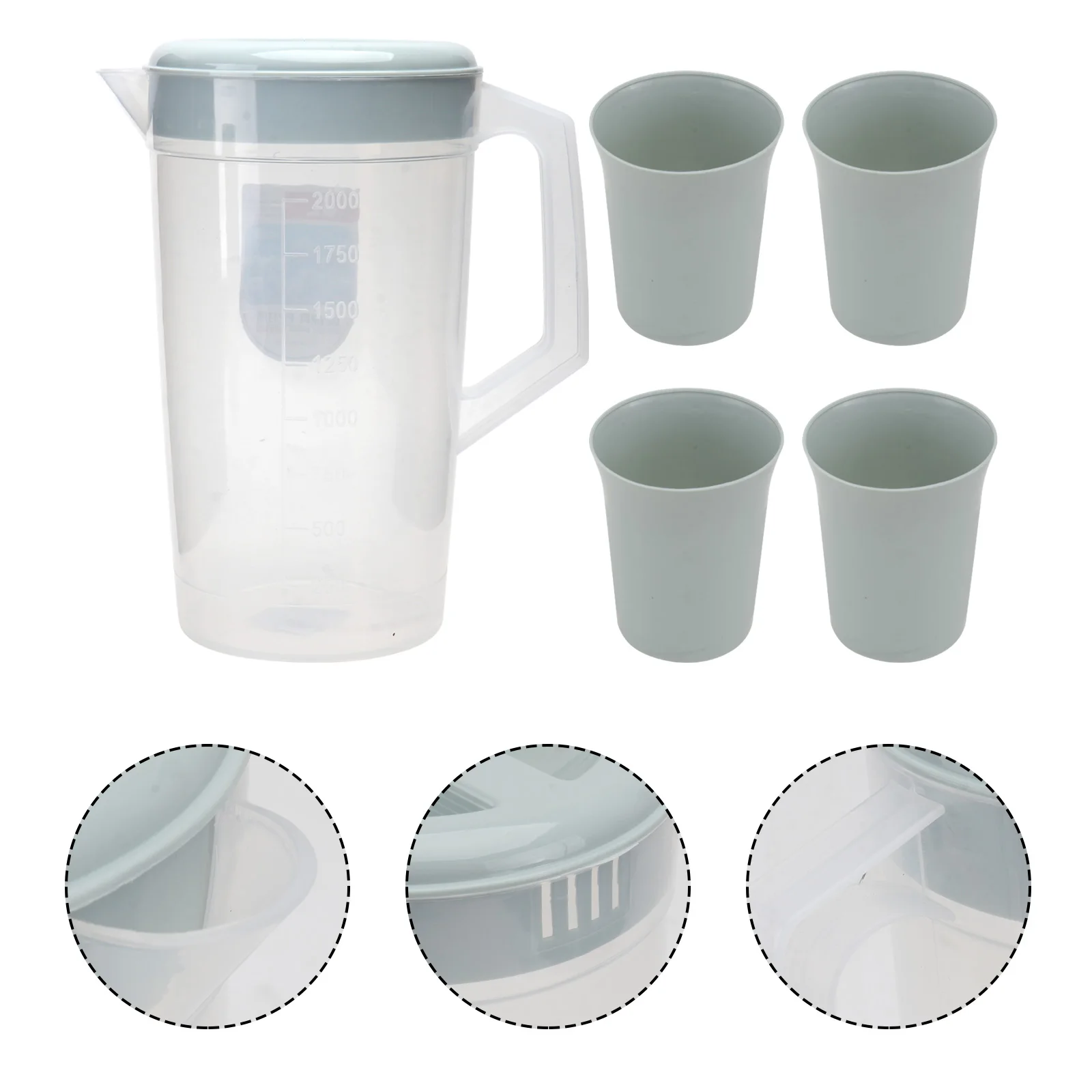 

1PC 2000ML Heavy-Duty Plastic Juice Jug Cold Water Pitcher with Lid Lightweight Durable for Parties and Picnics