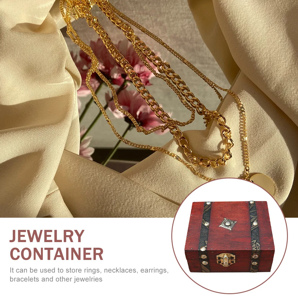 

Premium Wooden Jewelry Box Lockable Vintage Style Sundries Organizer Storage Case for Necklaces Rings Bracelets