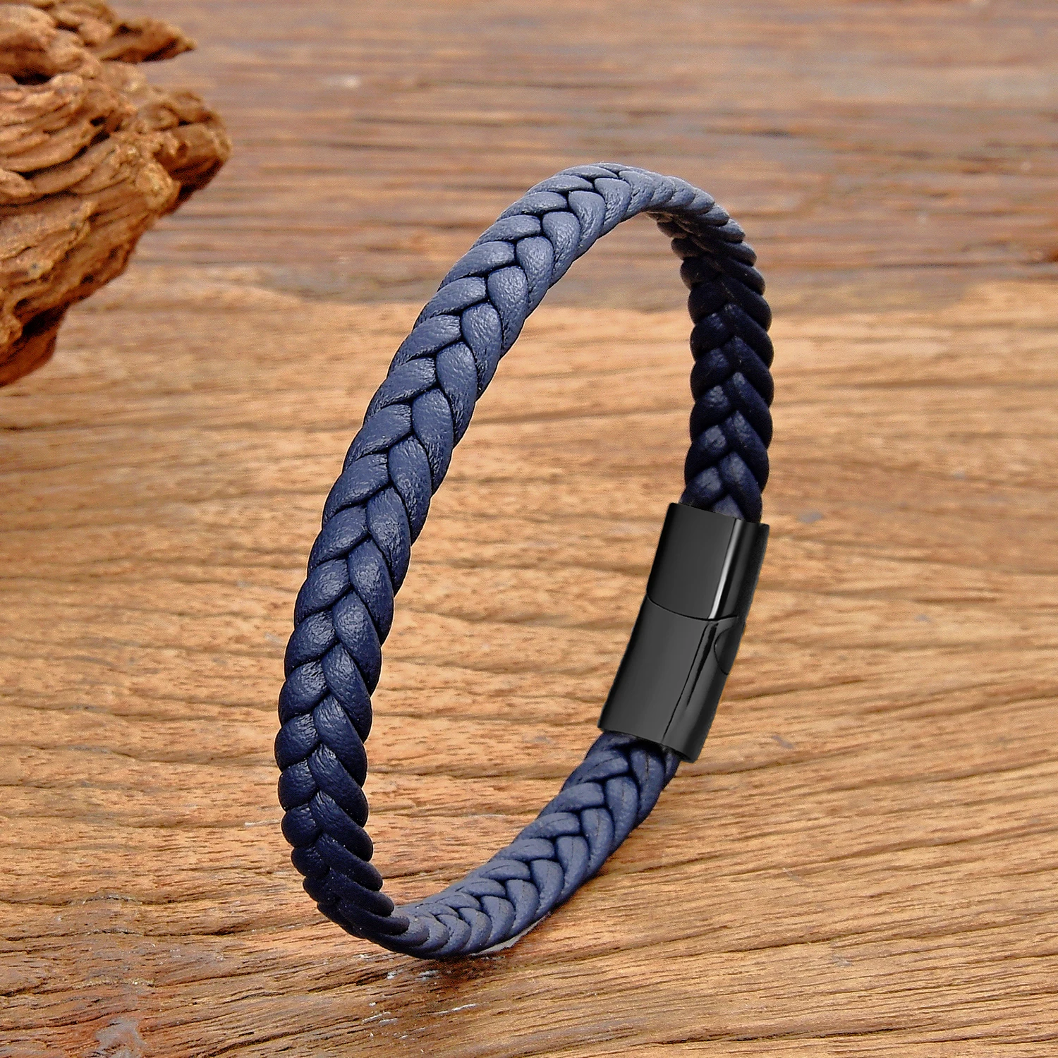 Einfaches klassisches Edelstahlarmband für Damen und Herren, echtes geflochtenes Lederarmband, besondere Geburtstagsfeier, Paarschmuck, Geschenk