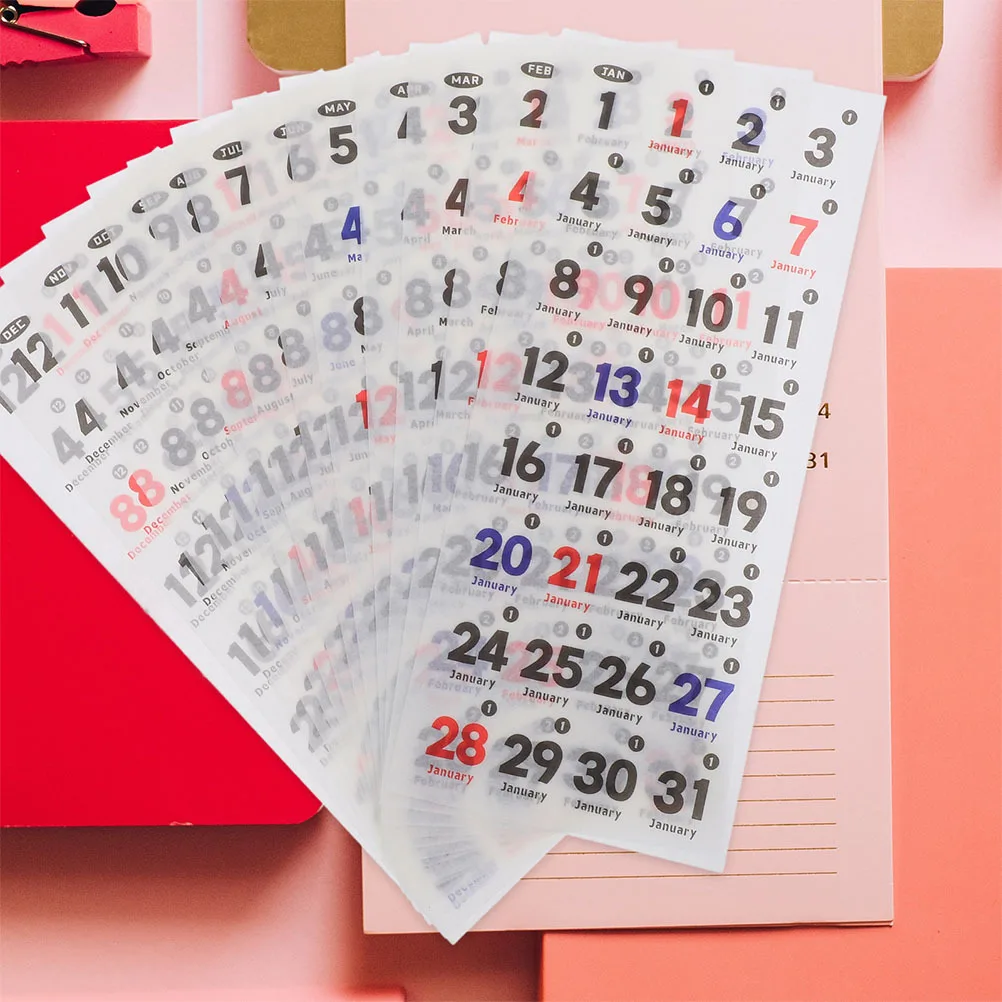 

5Sets Date Stickers Tearable Washi Paper Removable Calendar Labels for Office Home School Planner Journals Notebooks Daily