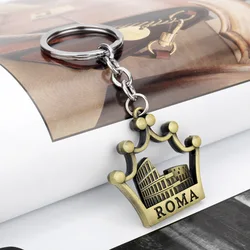 keychain italia Roman Colosseum Pendant Keychain Trendy Alloy Metal Keyring Jewelry Crown Shape Key Chain Souvenirs Gifts