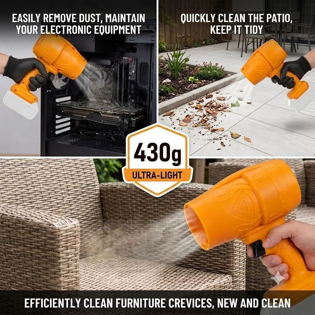 1 Piece Cordless Leaf Blower Handheld Electric Air Power Outdoor Home Blower For Garage Cleaning Car Drying
