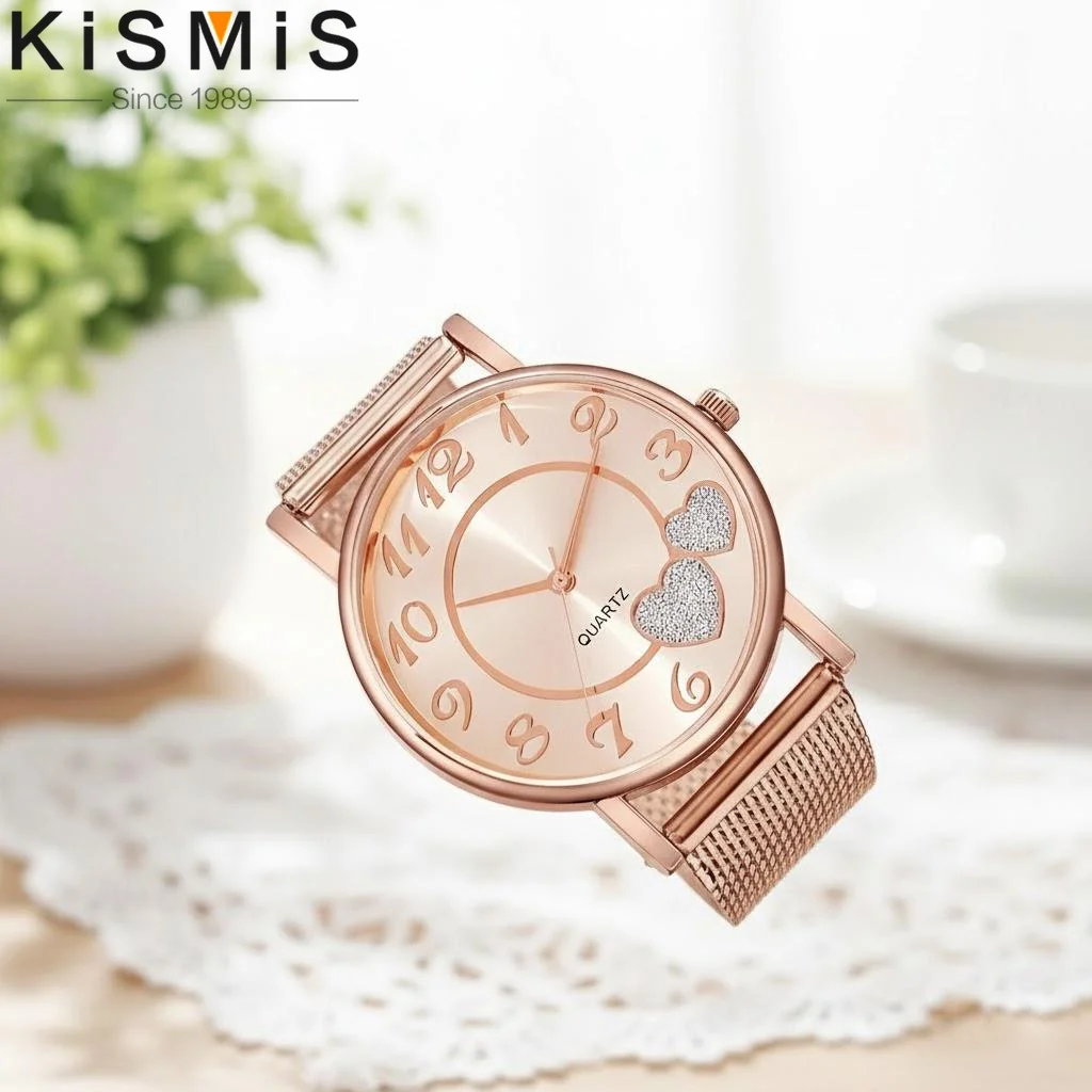 STONEGO Women's Analog Quartz Watch Casual Round Pointer Shiny Heart Valentine's Gift For Her Elegant Ladies Wrist Watch