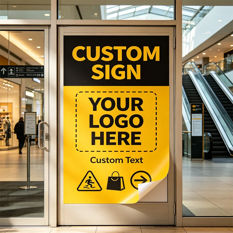 Any Size 100cm Custom Sign Add Your Own Logo Waterproof Shopping Mall Safety Vinyl Decals Custom Direction Guide Fire Exit Cauti