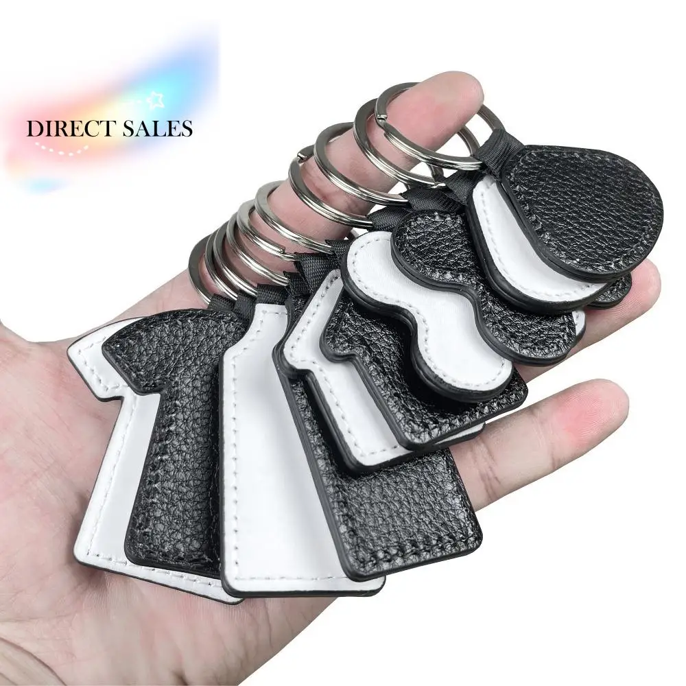

DIY Dye Sublimation Blanks Keychain Creative Rectangle Heat Transfer Keyring PU Leather Pebbled Grain