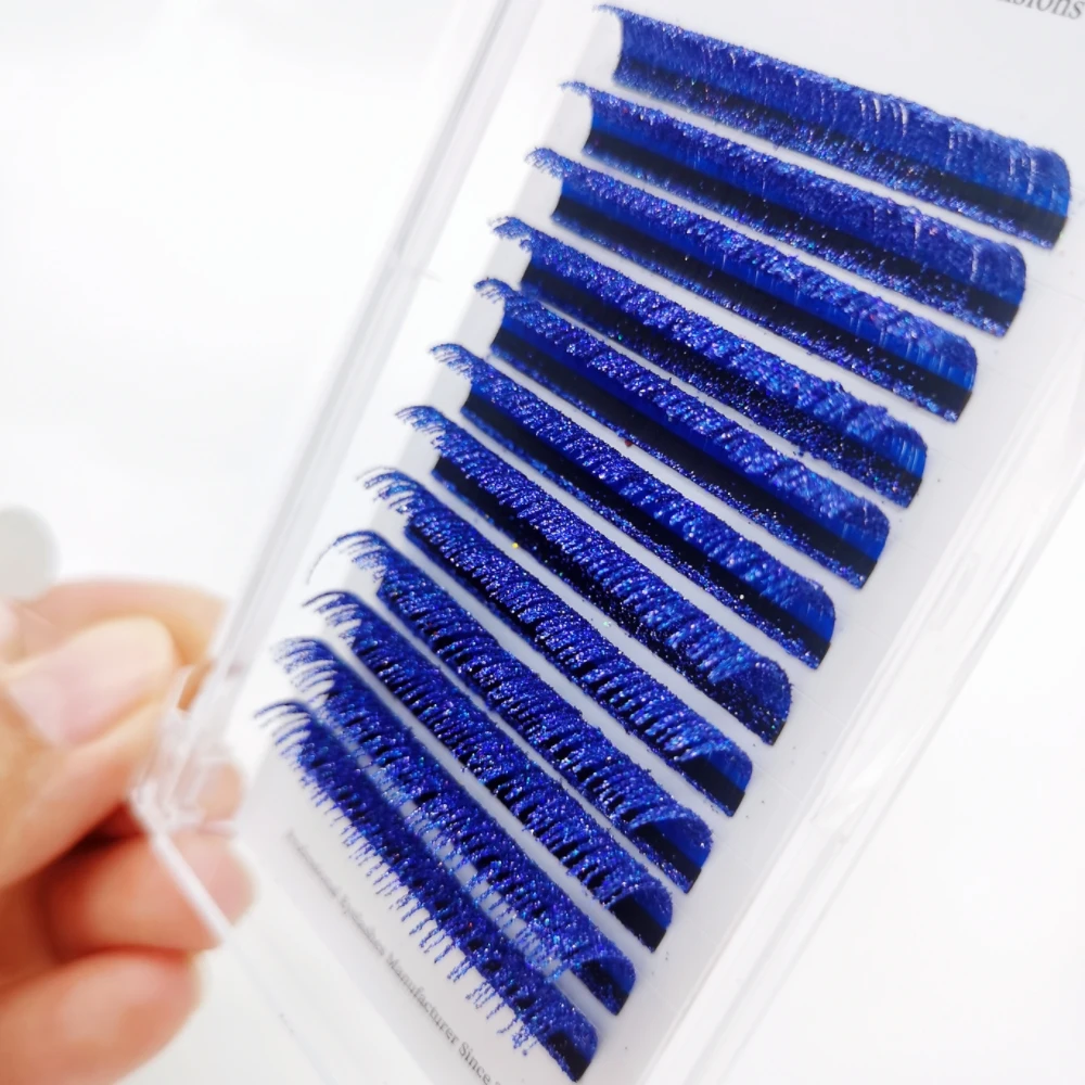 Colored Glitter Lash Extensions Makeup Eyelashes Individual Lash Extensions for Halloween Christmas Costume Party, Random Color