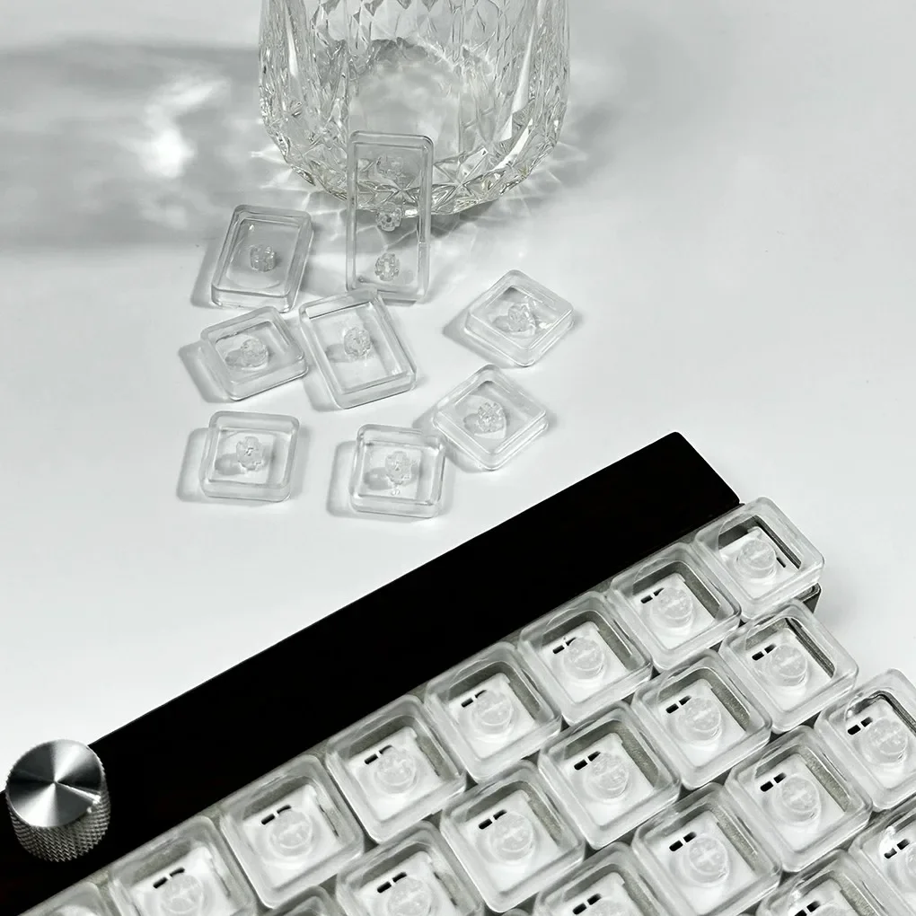 Low Profile Transparent Keycaps for Split Keyboard PC Artisan Keyboard Caps 1U MX Switches Keycaps for Mechanical Keyboard Corne