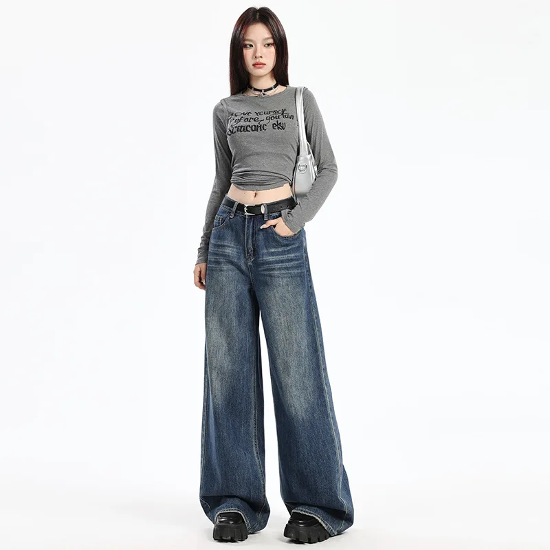 MYSUOLOVE Fashion design jeans Baggy wide-leg floor-length trousers for hen party gifts