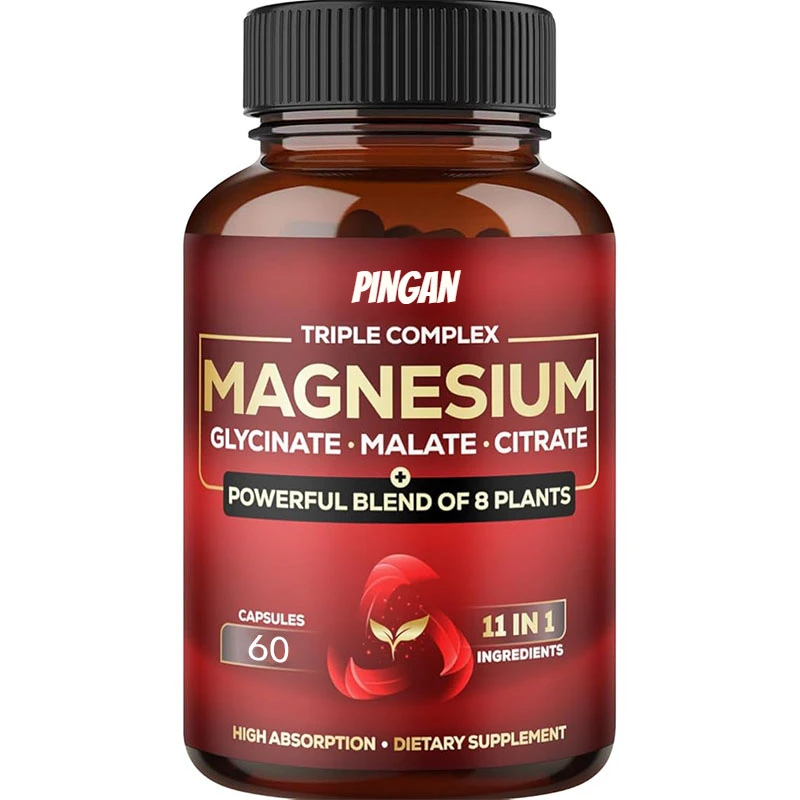 Magnesium Triple Complex -600 Milligrams of Magnesium Glycinate, Malic Acid, and Citrate - with Added Spinach, Swiss Card, Etc