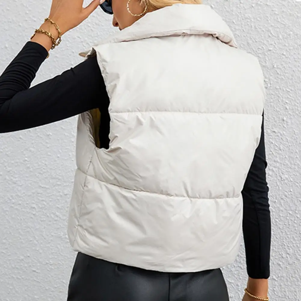 

Windproof Padded Vest Stylish Women's Lightweight Padded Vests for Autumn Winter Stand Collar Sleeveless Gilets with Zipper