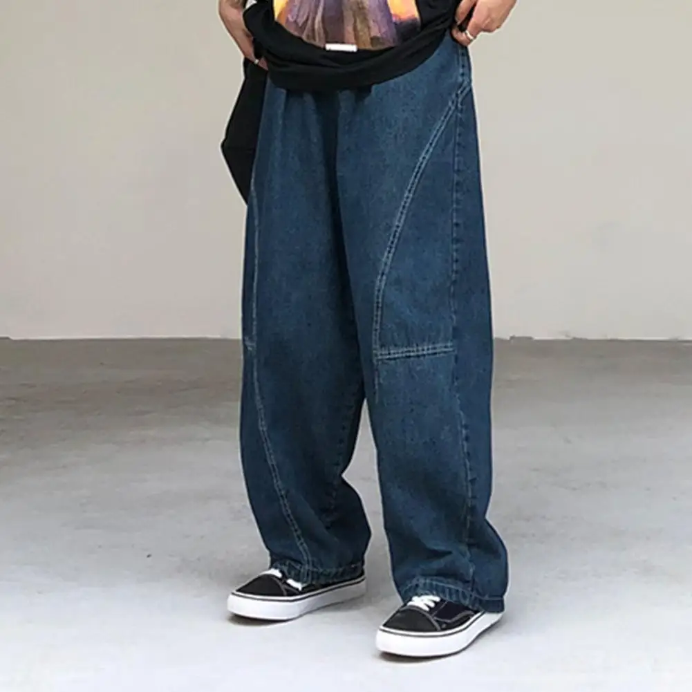 Men Casual Trousers Hip Hop Style Pants Vintage Cargo Pants Loose Wide Leg Trousers with Deep Crotch Hip Hop Streetwear