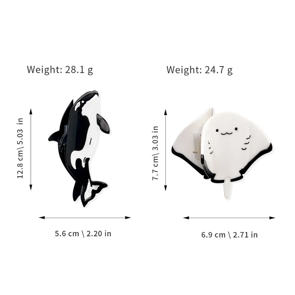 Acetic Acid Manta Ray Hair Clip Ocean Series Fish Killer Whale Hair Claw Creative Cartoon Acetate Marine Organism Hairpin view 6
