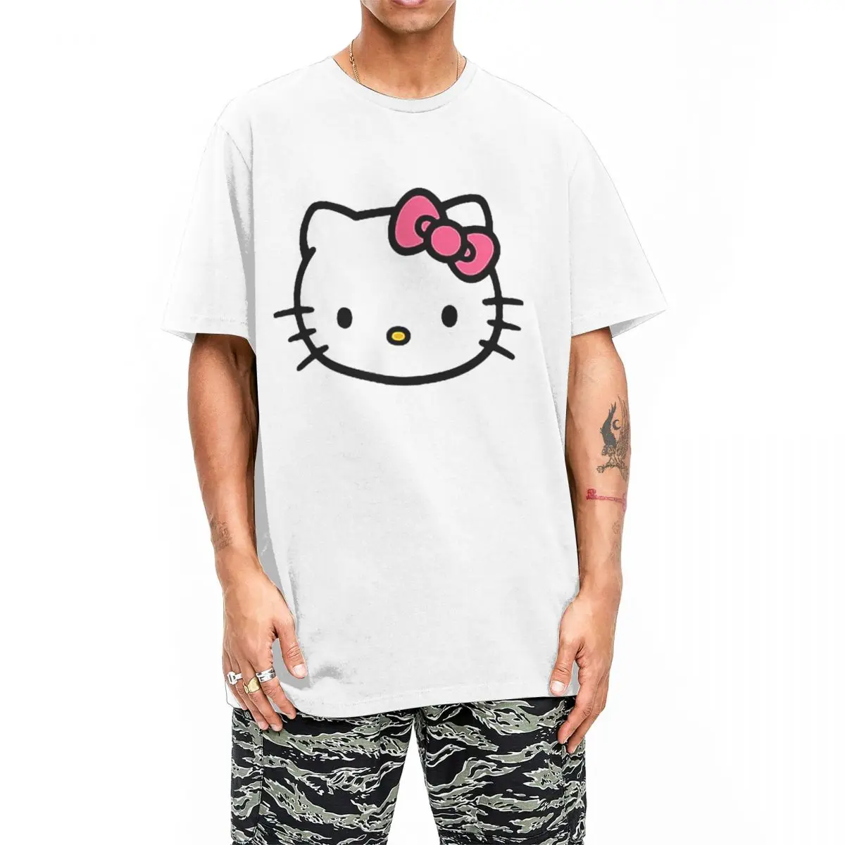 Hello Kitty Front And Back Logo Men Women T Shirts Casual Tees Short Sleeve Crewneck T-Shirt Cotton Classic Tops