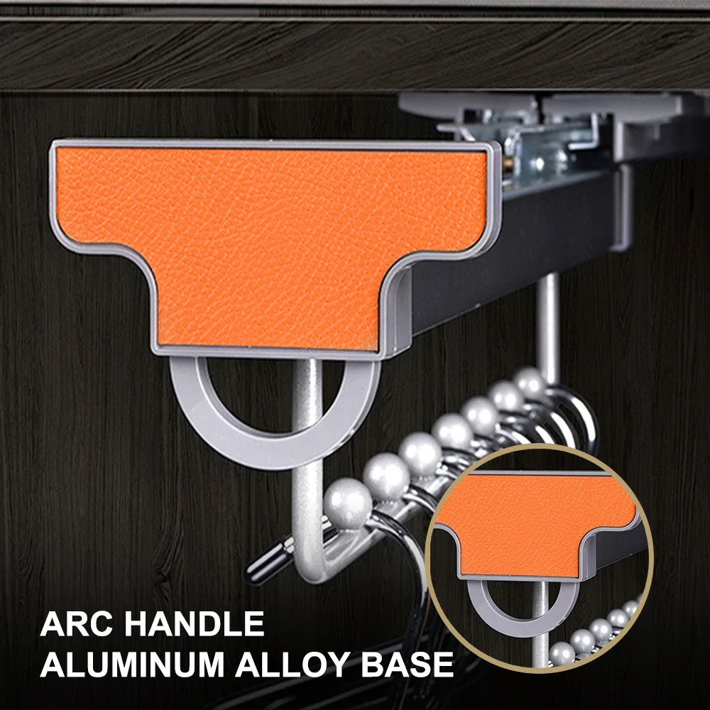 Closet Pull Out Hanging Rod Adjustable Foldable Metal Hanging Rail 7 Beads Automatic Reset Pull-Out Clothes Storage Rod
