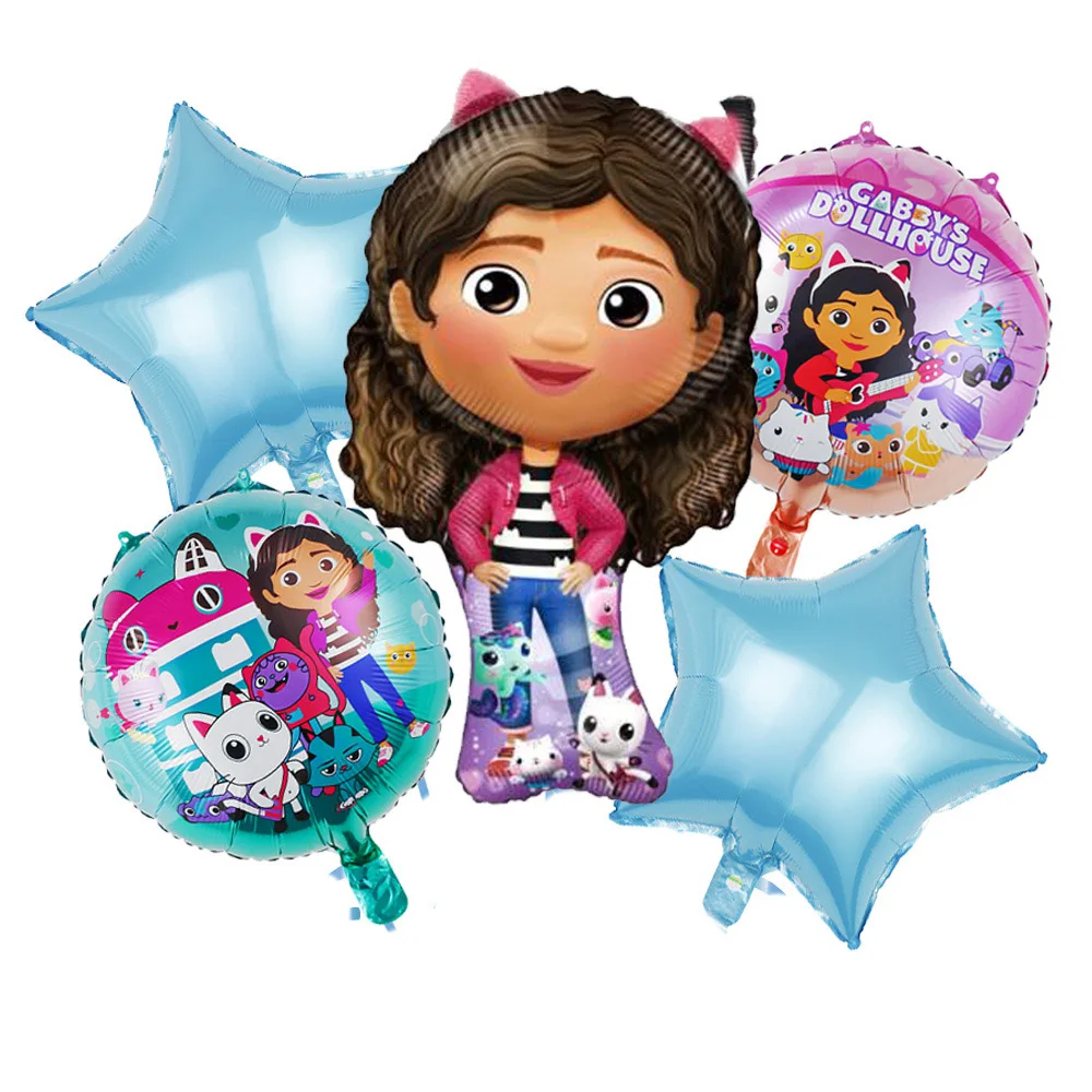 Gabby Dollhouse Cats Birthday Decoration Balloons Gabby's Doll Aluminum Foil Helium Balloon Baby Shower Kids Girl Toy Globos Set