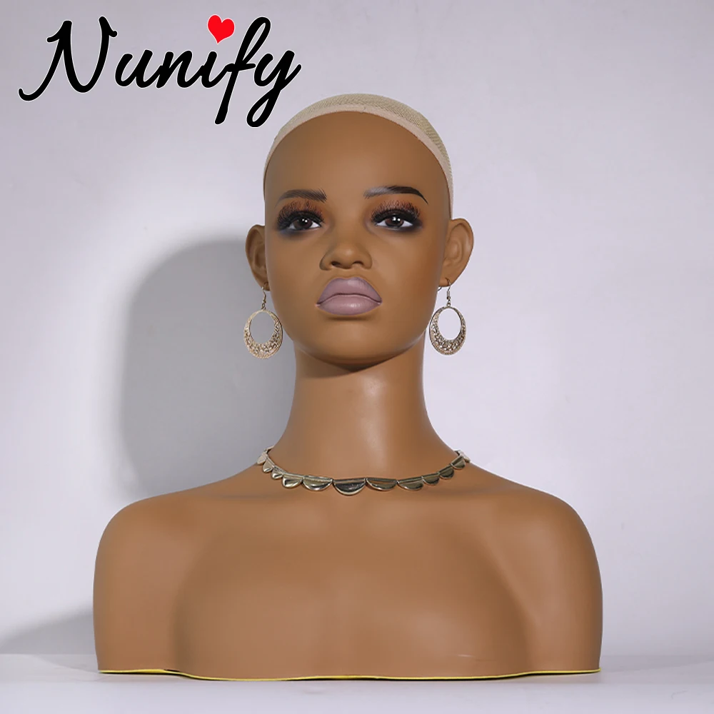 

Thick Lips Mannequin Head For Wig Display Realistic Mannequin Head With Shoulders Square Face Wig Head With Eye Shadow Lipstick