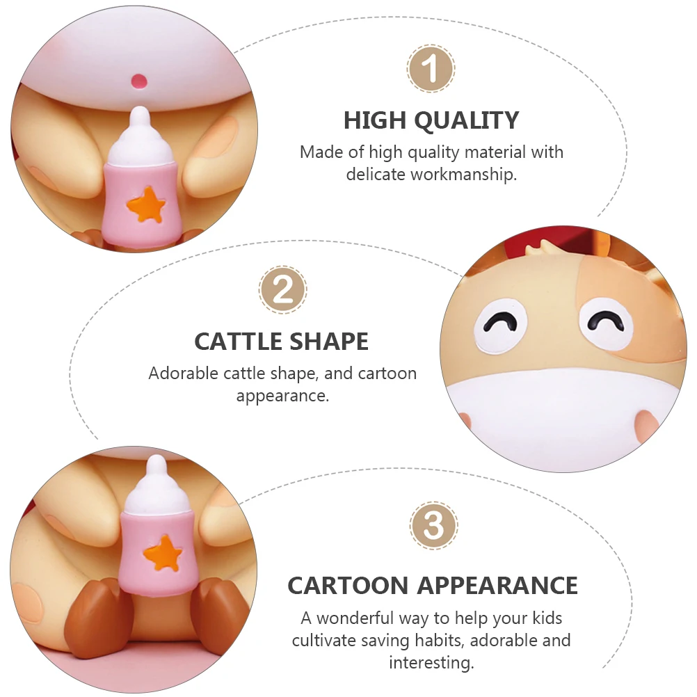 

Cute Cattle Piggy Bank High quality Material Cartoon Kids Coin Bank Change Saving Pot New Year Gift Decor Music Box Style Family