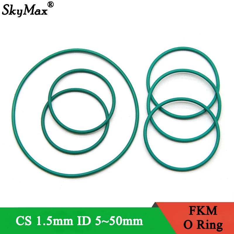 

10/50pcs FKM O Ring Sealing Gasket CS 1.5mm OD 5~50mm Insulation Oil Resistant High Temperature Resistance Fluorine Rubber Rings