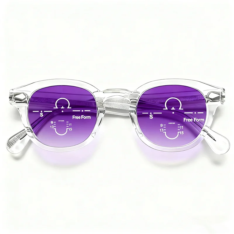 

Fashion Jonhhy Depp Crystal Rim Progressive Readingglasses UV400 Color-Fading Plano A+1.00--- +3.50Multi-Focus Far NearVision