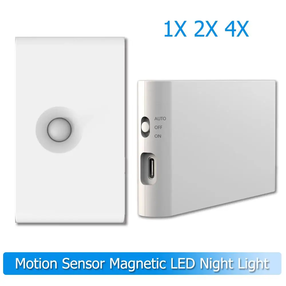 Motion Sensor Led Night Light Wireless Magnetic Smart Base Rechargeable 2700k 0.2w Wall Abs 300amh Hallway Stair Lights Cabinet