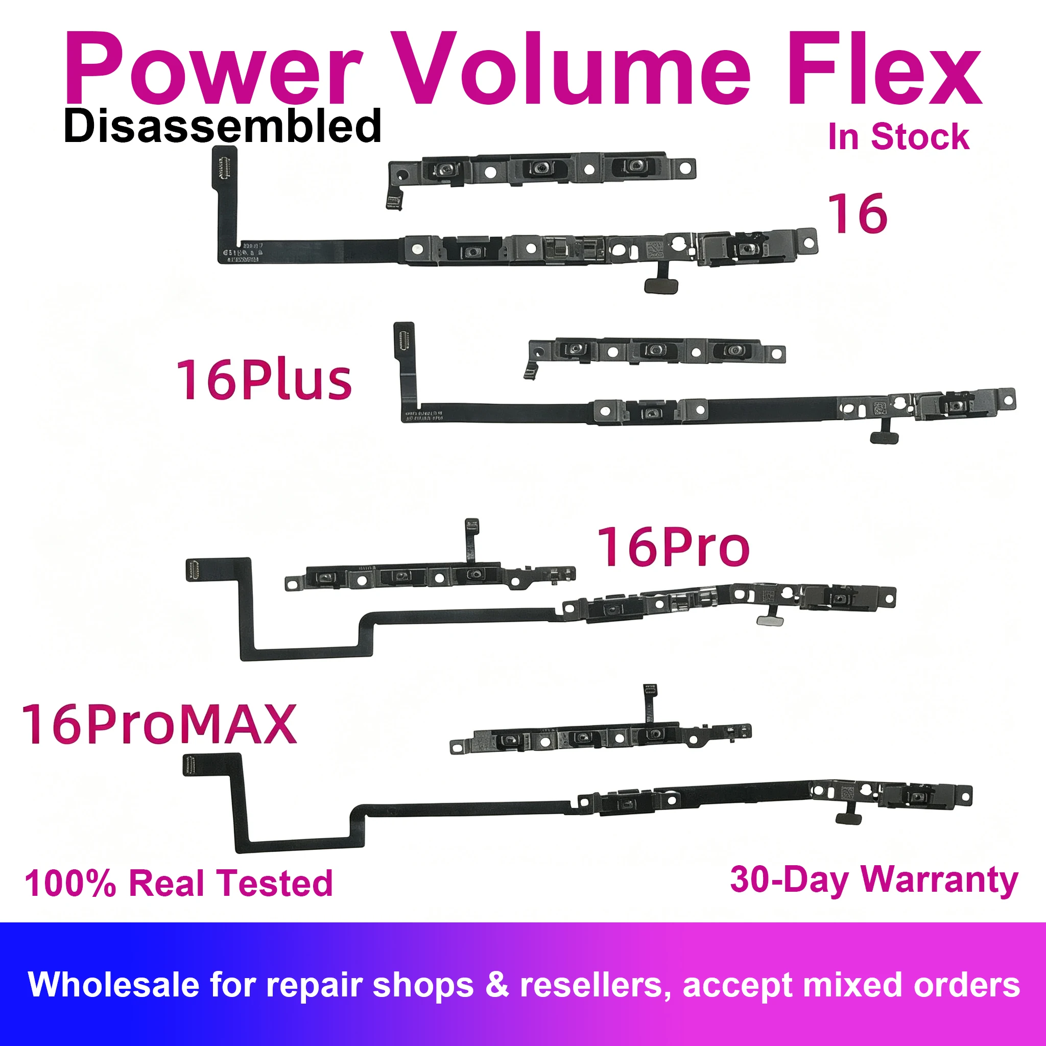 Power and Volume Button Flex Cable For iPhone 16 Plus Pro Max Ribbon Tape Side Distance Ambient Fix Replacement Repair Parts