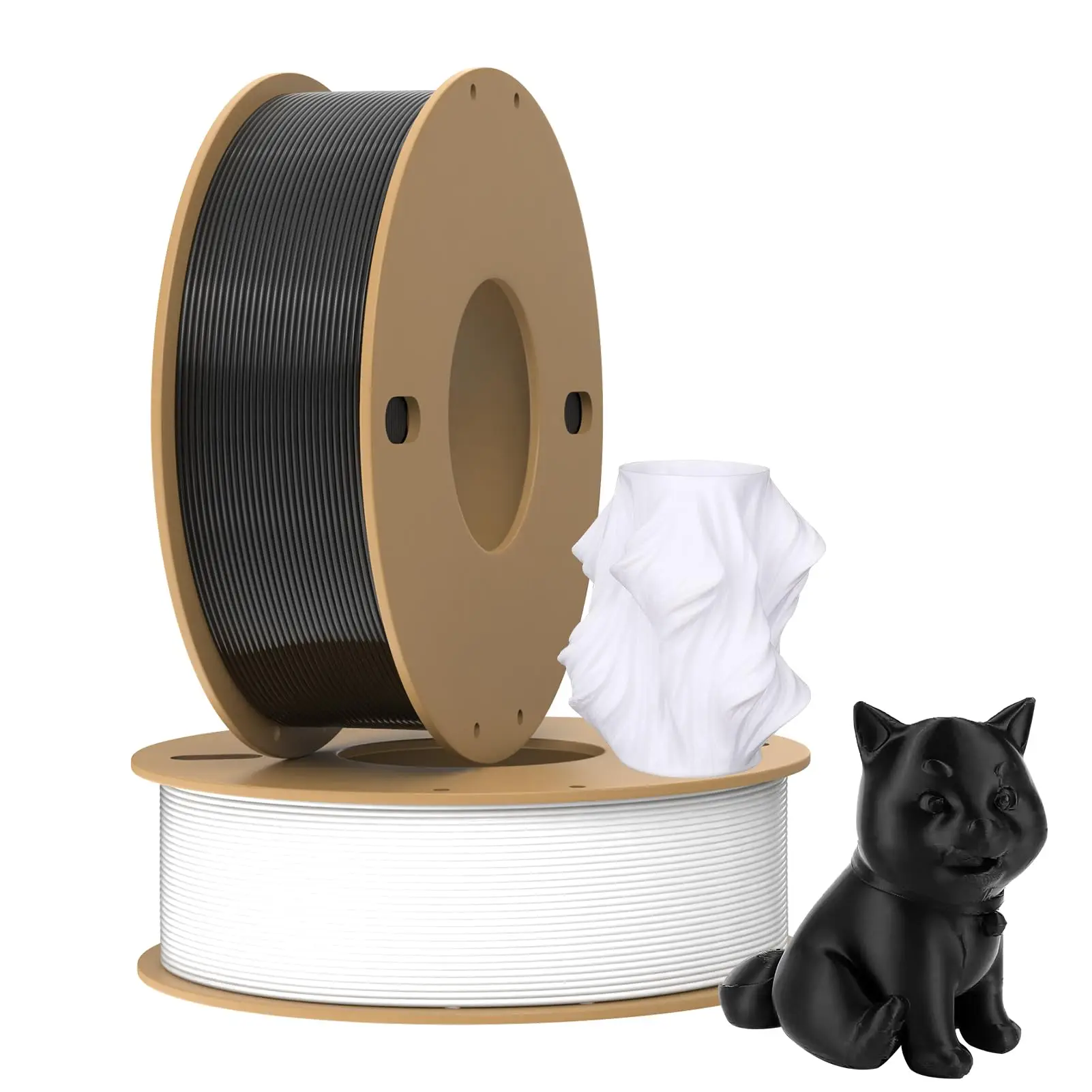 

Нить для 3D-принтера PETG 1,75 мм, 2 упаковки, картонная катушка для 3D-печати, 0,25 кг (0,55 фунта) на катушку, размер 1,75 мм, F