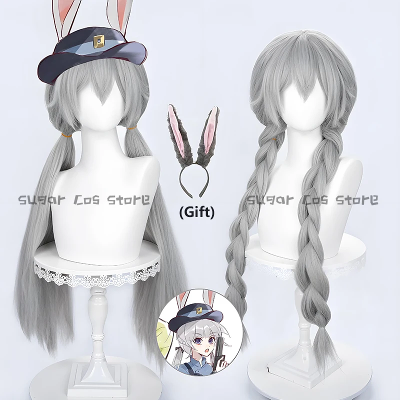 Cartoon Judy Hopps Anime Cosplay Wig Long Mixed colour Heat Resistant Synthetic Hair  Ears For Halloween Carnival Party Props