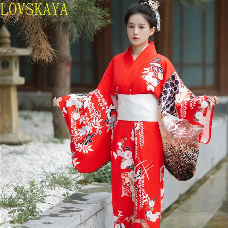 Sukienka japońskie Kimono i wieczorowa damska występ na scenie ubrania Cosplay odzież do zdjęć