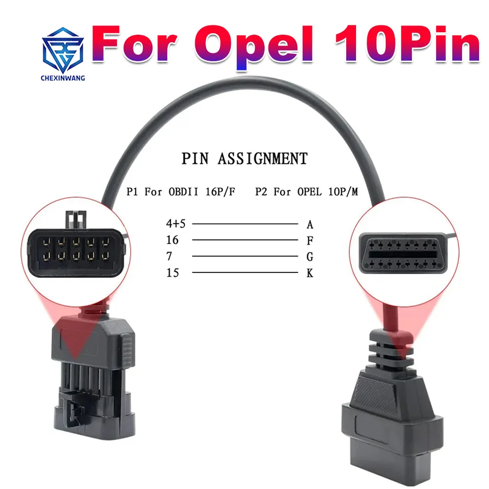 Best Quality 10 Pins to 16 Pins OBD2 OBD Diagnostic Connector Adapter Cable for Opel