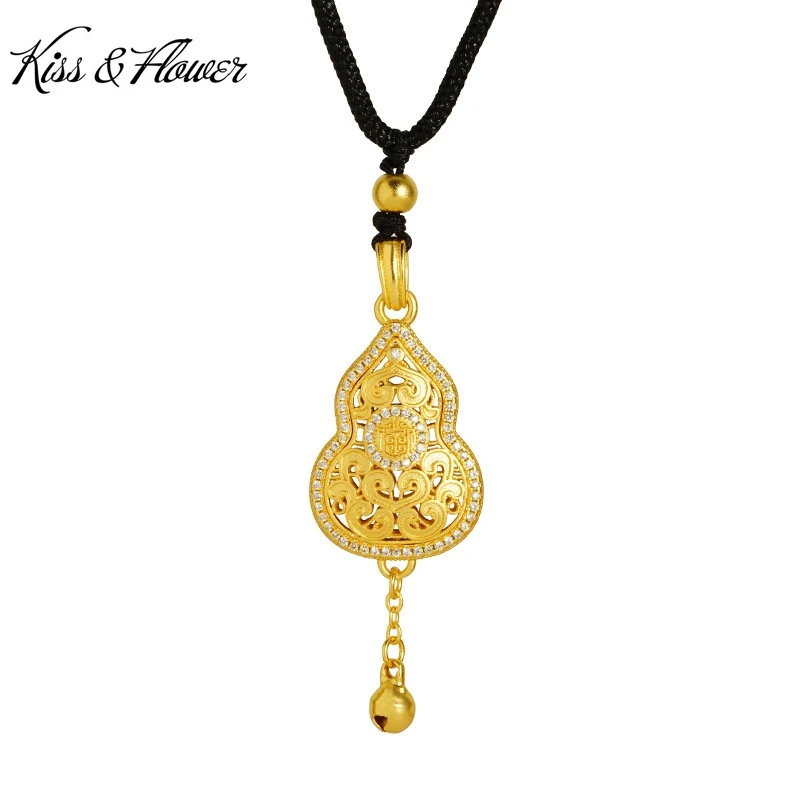 KISS&FLOWER Gold Vintage Calabash Necklace Pendant For Women Wedding Party Birthday Christmas Bride Mother Girl Lady Gifts PD149
