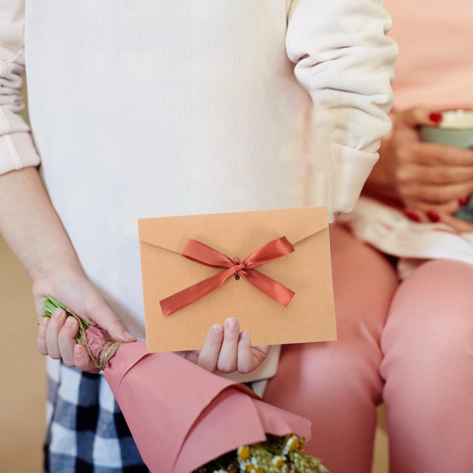 

10 Pcs Bow knot Postcard Envelope Retro Thickened Decorative Stationery Office Supplies Packaging Party Card Holder Envelope