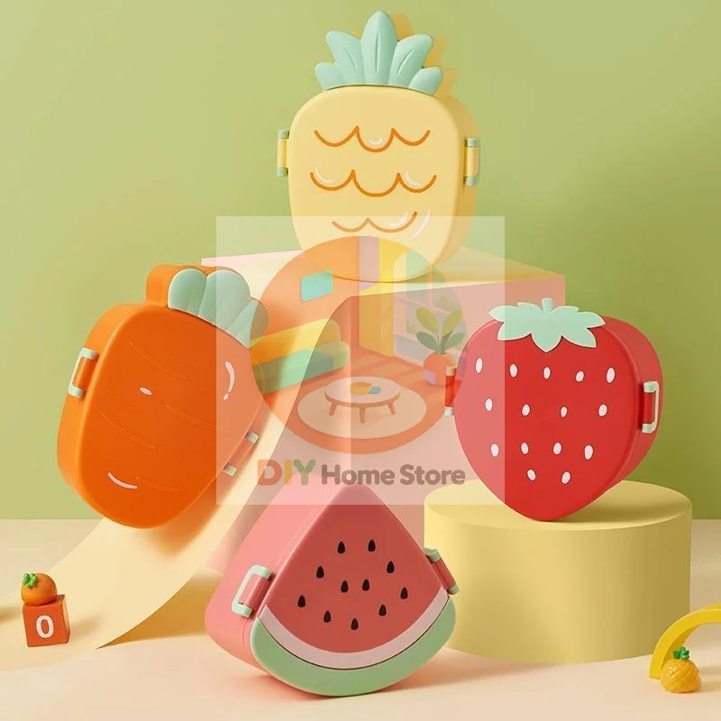 Fruit Shaped Divided Lunch Box Easy to Carry Microwave Safe Bento Box for Student Daily School Use