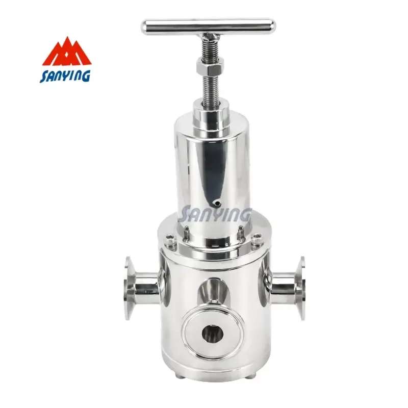 Adjustable Stainless Steel Safety Pressure Relief Valve with Gauge for Air Steam Sanitary Reducing Valve Industrial Use
