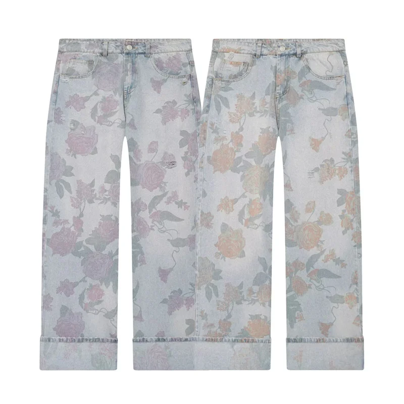 

Summer Women's Jeans 2026 New Fashionable Low Waist Printed Retro Jeans Elegant Women's Pants