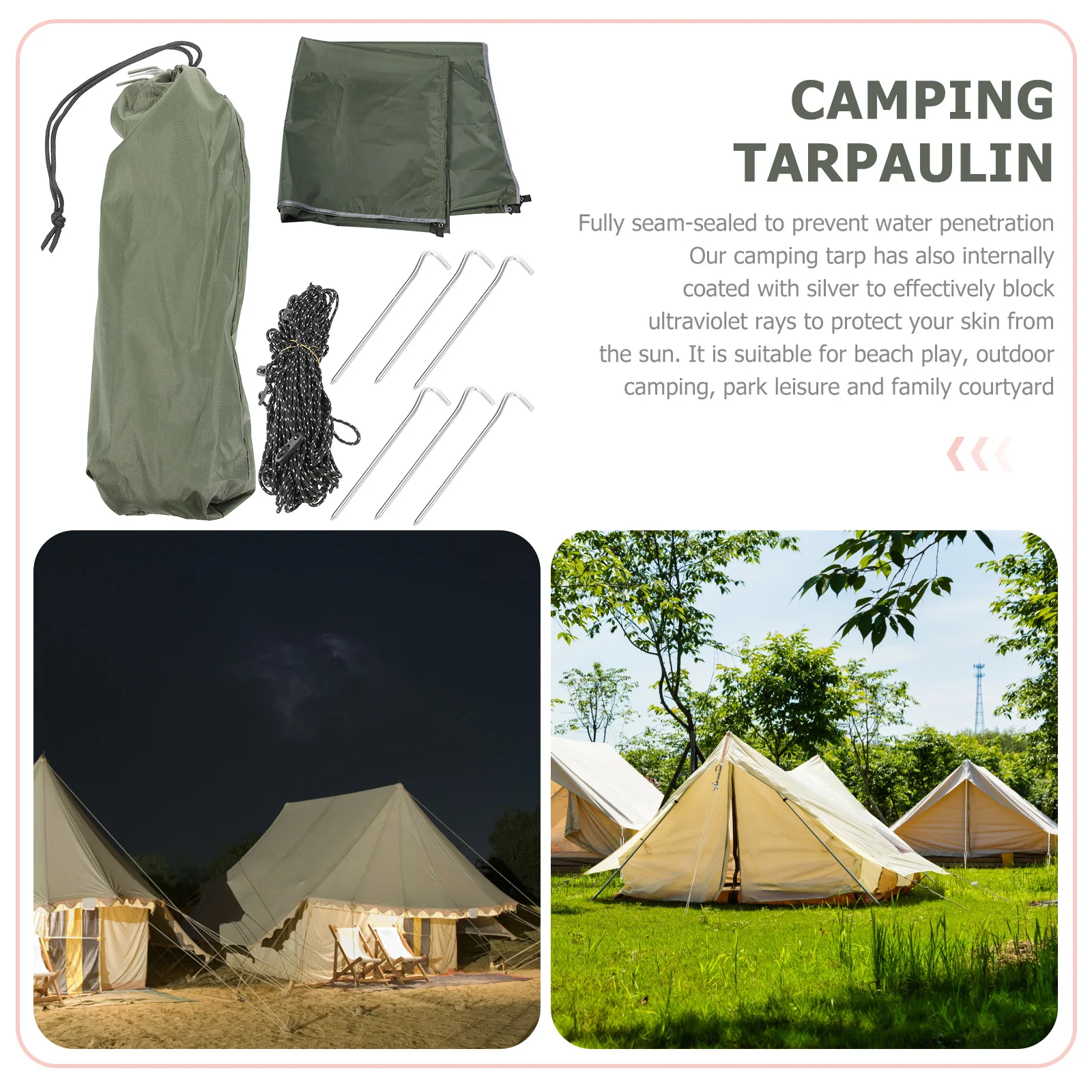 

Waterproof Tent Shade Camp Camping Beach Rain Tarp Uv Protection Tarpaulin Tarps Awning