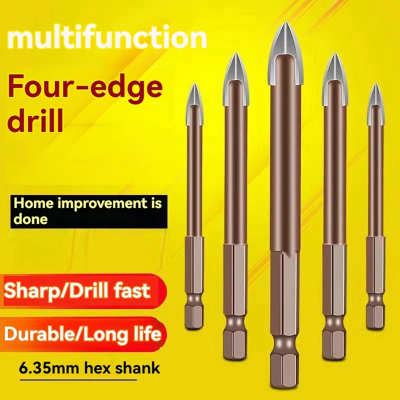 5PCS Titanium Masonry Drill Bit Masonry Drill Bit Titanium Masonry Drill Bit With Hex Shank 5PCS 3 4 5 6 7Mm Titanium Bit