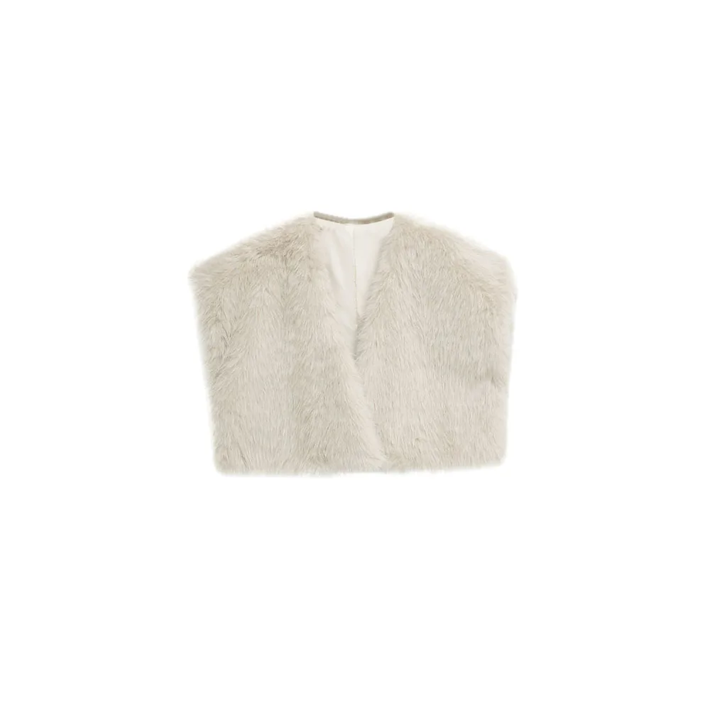 

Autumn new women's clothing French design sense fashionable and versatile faux fur effect vest