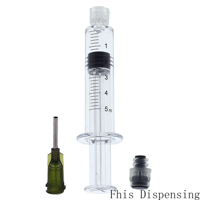 Measurement Mark Tip for CBD Oils EJuices Liquids Chemical (Gray Piston) 5ml Luer Lock Syringe with Needle Reusable