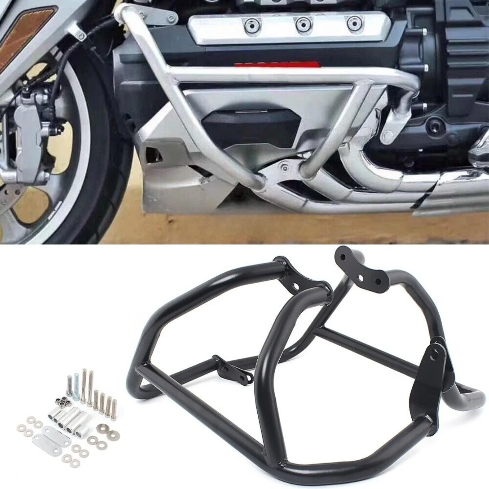 Black Engine Guard Crash Bar For Honda Goldwing GL1800 F6C F6B Bagger 2018-2021