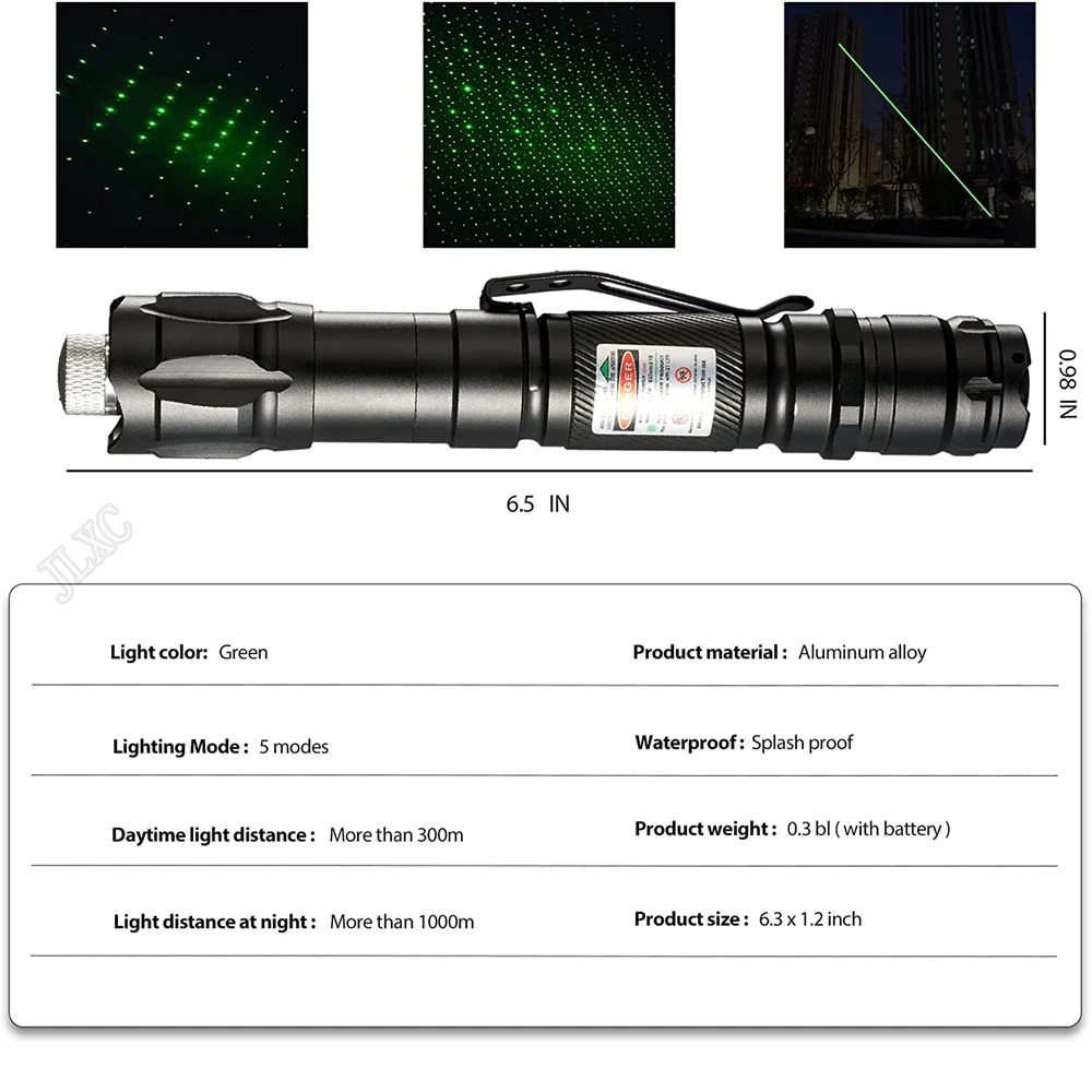 Зеленая лазерная флейта, мощная лазерная указка высокой мощности, красный лазер с регулируемым фокусом и мощной лазерной головкой 532 нм