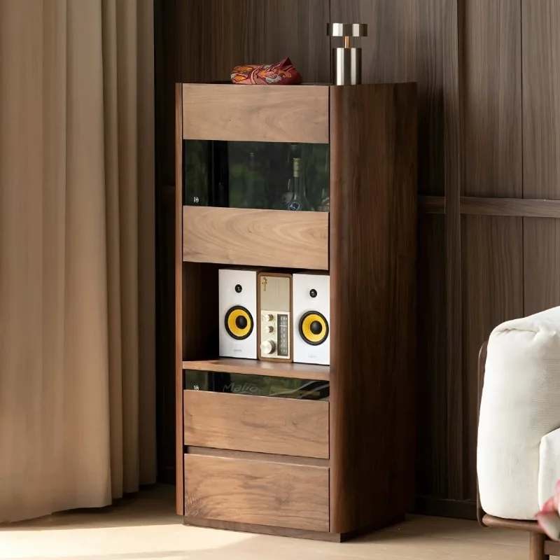 North American black walnut medium-ancient solid wood dining side cabinet, storage locker, large-capacity high cabinet c