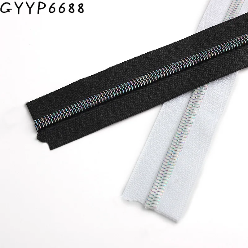 

30-100 Yards 32mm Invisible Black White Nylon Teeth Zippers Long Nylon Coil Bulk Zippers Auto-lock Zipper Slider Accessories