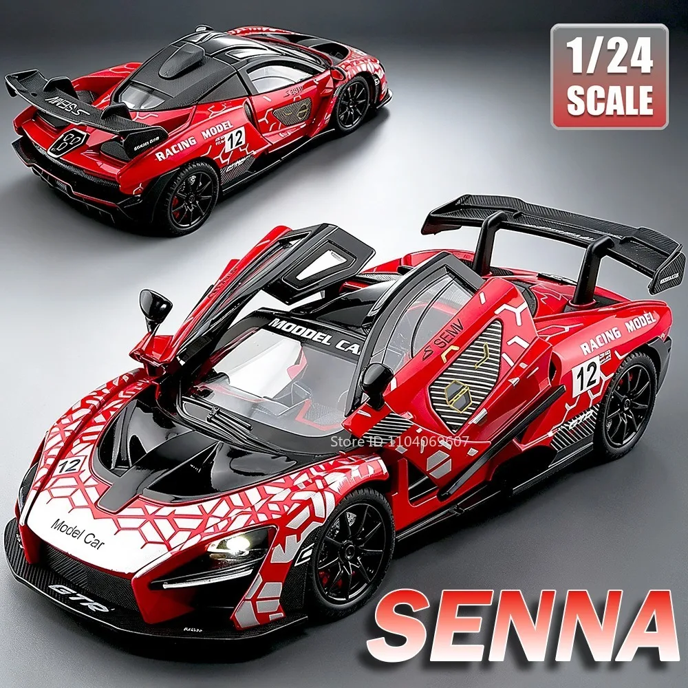 1:24 SENNA P1 Miniature Sports Car Toy Models Metal Diecast Doors Opened Shock Absorption Pull Back Collection Supercar Souvenir