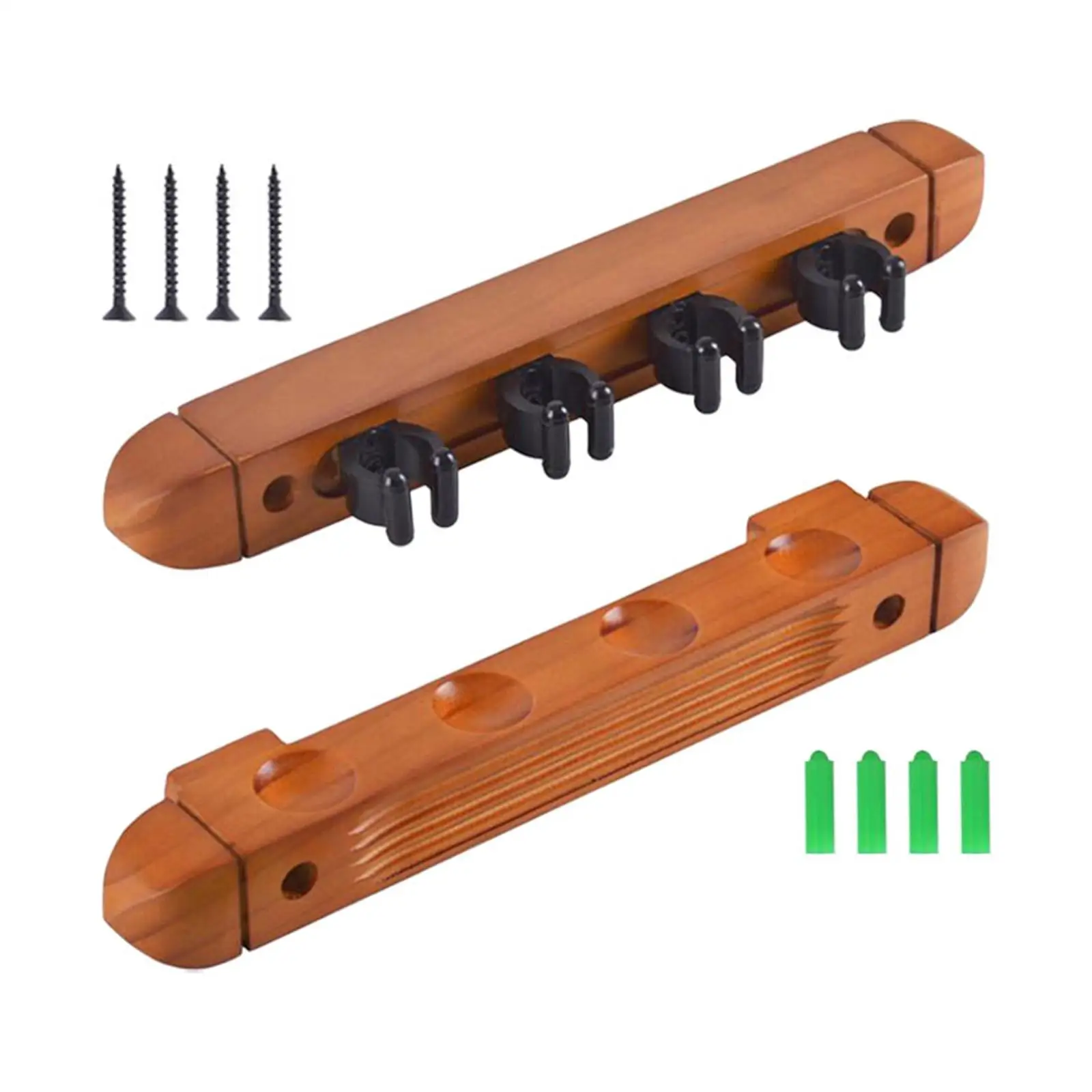 

Solid Wood Pool Cue Holder Wall Mount 4 Cues Billiard Stick Organizer for Home Game Room and Bar Accessories