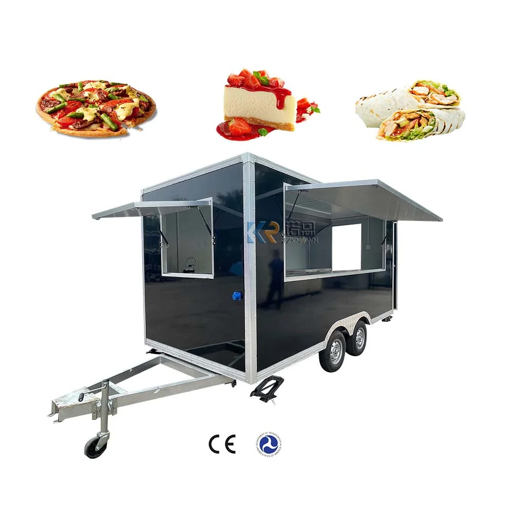 Square Mobile Kitchen Street Coffee Ice Cream Hot Dog Food Carts And Food Vending Truck Trailers Fully Equipped