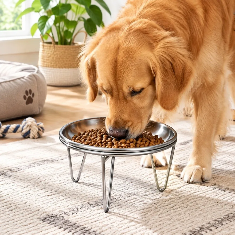 Large Capacity Stainless Steel Cat Bowl Rust Proof Anti-Tipping High Foot Dog Feeder With Stand Sturdy Cat Food Feeder