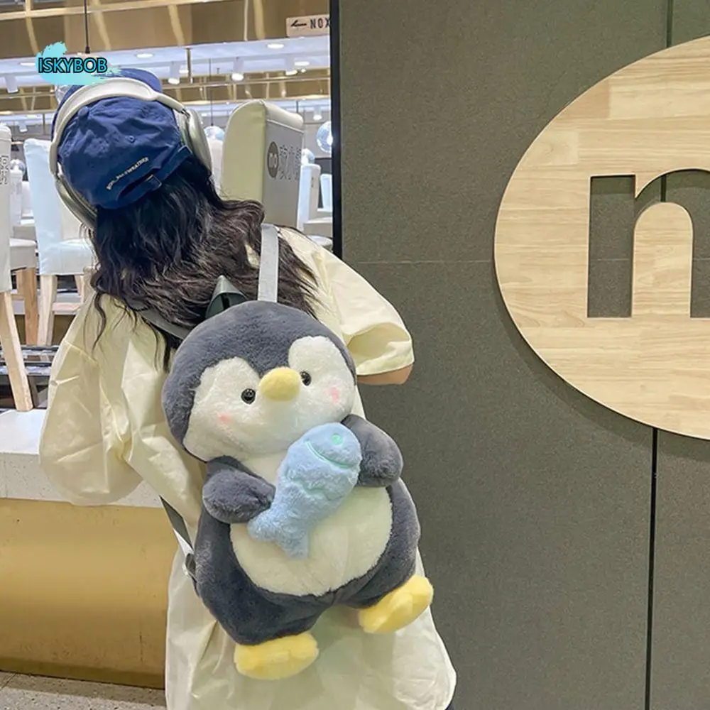 

Cute Plush Toy Penguin Backpack Doll Large Capacity Children School Bag JK Lolita Plush Animal Shoulder Bag Outdoor