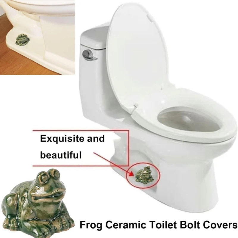 Porcelain Toilet Bolt Cover, Decorative Cute Frog Polar Bear Fish Turtle Toilet Bolt Caps Easy Installation Bathroom Decor