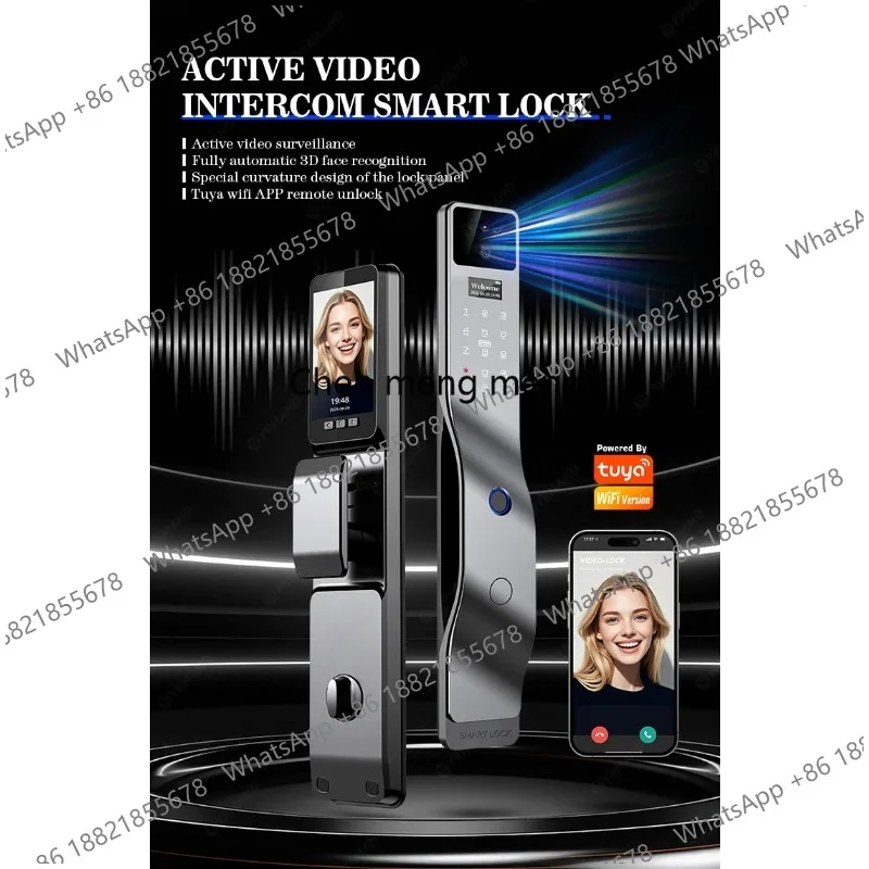 Tuya Smart Door Lock F7｜3D Face Recognition + 2K Camera + Fingerprint｜Works with Google/Alexa/Security Camera